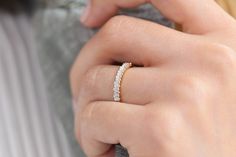 "Baguette Ring / 14k Gold Stackable Baguette Diamond Women's Wedding Ring / Half Eternity Diamond Ring / Fine Jewelry / Ferkos Fine Jewelry Features ✔Made to Order ✔Gold Kt: 14K (also available in 18K) ✔Available Gold Color: Rose Gold, Yellow Gold, White Gold ✔Baguette Diamond: 15 pcs 2.25x1.25 ✔Number of Stones: 15 ✔Total CTW: 0.24 ✔ Diamond Color Clarity: G Color VS Clarity ✔Ready to Ship in 7-10 Business Days If you have any additional questions about this ring, just hit the \"Ask a Question\ Luxury Radiant Cut Eternity Band For Wedding, Elegant Radiant Cut Diamond Eternity Band, Luxury Baguette Cut Eternity Band For Wedding, Wedding Eternity Band With Radiant Diamond Cut, Timeless Moissanite Eternity Band For Wedding, Elegant Radiant Cut Eternity Band For Anniversary, Luxury Emerald Cut Eternity Wedding Band, Anniversary Eternity Band With Baguette Diamonds, Baguette Cut Cubic Zirconia Eternity Band For Wedding