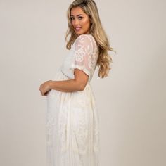 This Pinkblush Lace Mesh Maxi Dress Is Brand New With Tags, Never Worn And In Perfect Condition. No Rips, No Tears, No Damages. Length: 57” Sleeve Length” White Maternity Dress, Maternity Photography Dress, Lds Temple Dress, Newborn Style, White Maternity Dresses, Newborn Fashion, Temple Dress, All About Pregnancy, Maternity Maxi Dress