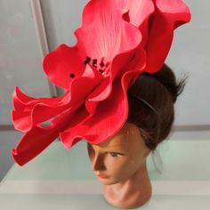 Red poppy Derby hat Flower fascinator Ascot women day headba - Inspire Uplift Red Curved Brim Fascinator For Garden Party, Red Adjustable Fascinator For Garden Party, Red Flower Headband With Handmade Flowers, Adjustable Red Fascinator For Garden Party, Handmade Floral Headpiece For Royal Ascot Races, Handmade Flower Headpieces For Royal Ascot Races, Red Fascinator For Kentucky Derby Gift, Red Fitted Fascinator For Garden Party, Handmade Flowers Costume Hat For Kentucky Derby