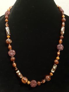 Children Hair, Wood Bead Necklace, Christmas Pendant, Chocolate Color, Moon Pendant, Beaded Necklaces, Tube Beads, Agate Pendant, Cord Necklace