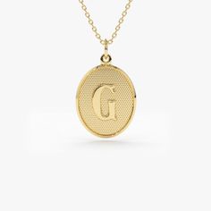 14K Oval Medallion Initial Necklace – FERKOS FJ Luxury Engraved Yellow Gold Medallion Necklace, Silver Braided Ring, Dog Memory, L Necklace, Necklace Gold Jewelry, To My Man, Engraved Pendant, Braided Ring, Compass Necklace