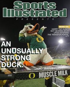 the cover of sports illustrated magazine with an image of a mascot on top of a fence