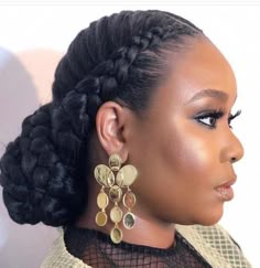 20 Braid Hairstyles You Will Want To Rock - Society19 Duchess Braids, Crown Braid Hairstyles, Braid Crown, Braided Crown Hairstyles, Hairstyles For Black Hair, Natural Hair Updo, Crown Braid, Bold Earrings