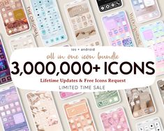 a large collection of cell phones with the text 3 million + icons limited time sale