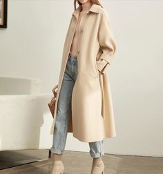 Product Description: This is a handmade cashmere coat high grade fabric,cashmere fabric.also could be custom made with any size and other colors,please feel free to contact with me if you want custom it. Material: wool 80%- 90% Size: S: Bust : 110 cm shoulder:51cm Sleeve:50cm Length:107 cm M: Bust : 114 cm shoulder:52cm Sleeve: 51 cm Length: 107 cm L: Bust : 118 cm shoulder:53cm Sleeve:52 cm Length:107 cm XL: Bust :122 cm shoulder:54cm Sleeve:53 cm Length:107 cm Belted Wool Coat, Cashmere Fabric, Long Wool Coat, Woolen Coat, Outfit Making, Cashmere Coat, Wool Coat, Waist Belt, Winter Wardrobe