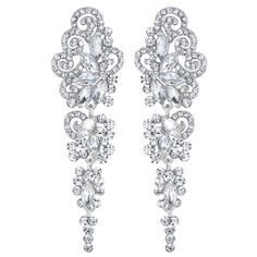 PRICES MAY VARY. ✦MATERIAL✦ This gorgeous chandelier earring is made of environmental alloy with Austrian crystals and sparkle 888 rhinestones inlay. They are safe for sensitive ears. 100% NICKEL-FREE AND HYPOALLERGENIC. ✦ SAFE TO WEAR ✦ Size: 3" (L)* 1" (W). Each piece weight: 0.28 oz. It is Sturdy and Handmade. You can comfortably wear these silver crystal sparkle earrings all day long.LEAD-FREE,NICKEL-FREE,MERCURY-FREE AND HYPOALLERGENIC ✦ UNIQUE DESIGN ✦ This wedding bridal earrings is cute, Best Gift For Bride, Long Bridal Earrings, Ladies Gifts, Bridal Earrings Chandelier, Jewelry Star, Crystal Earrings Wedding, Crystal Bridal Earrings, Clear Earrings, Headpiece Jewelry