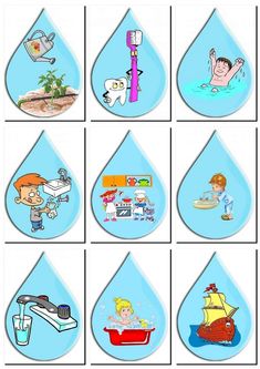 the four stages of water cycle in children's pictures, including an umbrella and other things