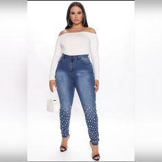 Back To School Special!!! Limited Time Only!! Super Cute! Rare! Well Made Fashion Nova Rhinestone Jeans!! Plus Size 14 Nwt Get Ready To Turn Heads This Holiday Season In These Gorgeous Rhinestone Jeans!! Casual Denim Rhinestone Jeans, Casual Denim Blue Jeans With Rhinestones, Spring Denim Blue Jeans With Rhinestones, Blue Rhinestone Straight Leg Jeans, Spring Rhinestone Denim Blue Jeans, High Waist Rhinestone Denim Jeans, Medium Wash Rhinestone Denim Jeans, Spring High Rise Rhinestone Jeans, Spring High Rise Jeans With Rhinestones