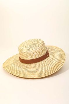 Straw braided sun hat with pu leather strap. MMT8224 Braided Straw Hat For Summer, Trendy Straw Hat For Outdoor, Chic Wide Brim Braided Hat, Summer Straw Hat Band With Flat Brim, Summer Hat Bands With Short Brim And Woven Detail, Trendy Brimmed Straw Hat For Outdoor, Brown Straw Hat Bands For Summer, Trendy Brimmed Straw Boater Hat, Braided Brimmed Boater Hat For Spring