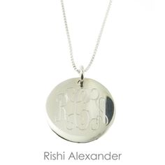 "Rishi Alexander offers Handmade, Up-Scale Jewelry and Gifts. For many of our Unique items, we offer Personalized Monograms that are done by our own in house Engravers. Each Buyer will get a brand new .925 Sterling Silver Monogrammed Children Necklace. The Box Chain is 0.8mm Thick and 14\" Inch Long. The Pendant to be monogrammed is 16mm in Diameter. We do custom monograms for each Jewelry Item so please leave us your Monogram upon checkout. A message box will become available after selecting \" Classic Sterling Silver Monogram Charm Necklace, Classic Monogram Sterling Silver Charm Necklace, Personalized Silver Monogram Charm Necklace, Personalized Monogram Silver Charm Necklace, Mother's Day Sterling Silver Monogram Charm Necklaces, Mother's Day Sterling Silver Monogram Charm Necklace, Sterling Silver Monogram Round Disc Jewelry, Sterling Silver Monogram Charm Necklace For Mother's Day, Silver Monogram Charm Necklace For Mother's Day