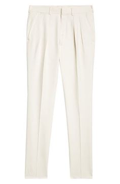 Tom Ford's contemporary elegance shines through in the masterful tailoring of resort-ready trousers crafted from fresh, luxurious silk. 37" inseam; 15" leg opening; 12" front rise; 17 1/2" back rise (size 48EU) Zip fly with hook-and-bar closure Front slant pockets Partially lined 100% silk Dry clean Made in Italy Designer Clothing Classic Silk Straight Leg Bottoms, Luxury Tapered Leg Bottoms For Spring, Elegant Tapered Leg Summer Pants, Silk Tapered Leg Bottoms With Pressed Crease, Tailored Silk Bottoms With Tapered Leg, Elegant Silk Straight Pants, Luxury Dress Pants With Concealed Placket, Classic Silk Dress Pants With Straight Leg, Tailored Silk Elegant Bottoms