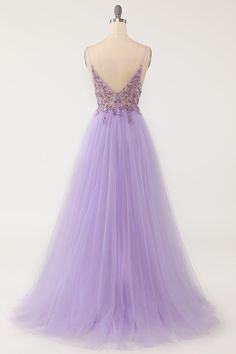 Purple Formal Dress, Sweep Train Prom Dress, Split Prom Dresses, Prom Dresses With Pockets, Beaded Tulle, Prom Dresses Sleeveless, Lace Prom Dress, Beaded Bodice, Sophisticated Dress