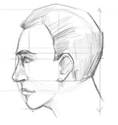 a drawing of a man's head with lines on the face and neck,