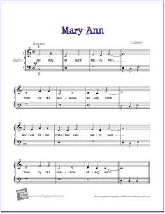 mary ann sheet music for piano with notes and tabula, arranged by the band