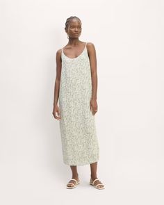 The Summer Slip Dress Sage Mini Floral – Everlane Summer Slip Dress, Dress Sage, Midi Length, Spaghetti Strap, Scoop Neck, Spaghetti, Slip Dress, Relaxed Fit, I Can