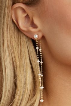 These simple pearl drops have become a bridal favorite. They are versatile, easy to style and perfect for any occasion, whether it's your wedding day or a girls night out! Plus, the pearl stud can be worn alone for a more understated look. Affordable Gold Pearl Drop Bridal Earrings, Minimalist Pearl Drop Bridal Earrings, Formal Delicate Pearl Bridal Earrings, Minimalist Pearl Bridal Earrings With Matching Set, Classic Gold-plated Pearl Drop Bridal Earrings, Bridal Hair Veil, Simple Pearl, Barbie Bride, Beach Bridal