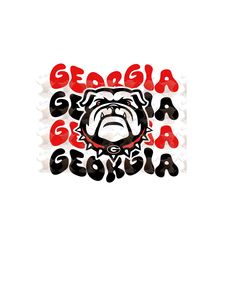 an image of a bulldog with the words georgia and georgia written in red on it