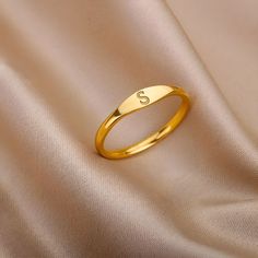 Minimalist Adjustable Initial Ring, Minimalist Adjustable Initial Ring With Simple Design, Adjustable Minimalist Initial Ring, Minimalist Midi Rings With Initials, Minimalist Signet Ring With Initials, Minimalist Engraved Open Ring With Initials, Minimalist Personalized Gold Stackable Rings, Personalized Minimalist Gold Stackable Rings, Minimalist Midi Rings With Initials For Gift