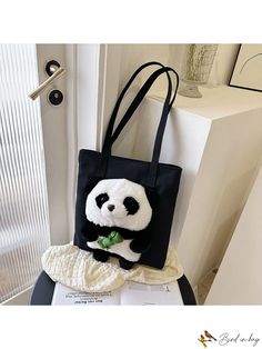 BirdinBag - Chic Cartoon Panda Design Tote Bag Cute Large Capacity Bag For Shopping, Cute Large Capacity Shopping Bag, Cute Daily Use Shoulder Bag, Cute Large Capacity Bucket Shoulder Bag, Cute Large Capacity Rectangular Bags, Cute Handheld Bags For Everyday Use, Cute Handheld Bags For Daily Use, Cute Handheld Bag For Daily Use, Cute Shopping Pouch Bag