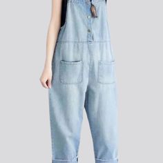 This summer. take it back to the 90s with our light wash loose jeans jumpsuit for women! This vintage-inspired piece is the perfect way to add a classic. timeless flair to your wardrobe. With features like suspenders closure. a light wash. and a baggy fit. this jumpsuit is sure to be a showstopper.Why It's the Epitome of ChicThis jumpsuit is the perfect way to bring a touch of nostalgia to your wardrobe. Its light wash gives it an effortlessly cool. vintage look. and its baggy fit is perfect for Trendy Light Wash Denim Overall Jumpsuit, Trendy Light Wash Denim Overalls, Trendy Light Wash Overall Jumpsuits, Light Blue Denim Overall Jumpsuit With Pockets, Casual Light Wash Jumpsuits And Rompers With Pockets, Light Blue Denim Overall Jumpsuit For Spring, Light Blue Denim Jumpsuits And Rompers For Spring, Spring Light Blue Denim Jumpsuits And Rompers, Light Wash Wide Leg Denim Jumpsuit For Summer