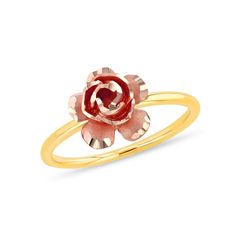 "14k solid yellow and rose gold Rose ring. measures approx 1/4\" wide." 14k Gold Rose Design Ring, Gold Rings With Rose Design Fine Jewelry, Gold Rings With Rose Design In Fine Jewelry Style, Rose Gold Promise Ring With Rose Design, 14k Rose Gold Flower Ring For Anniversary, Rose Gold Flower Ring Stamped 14k For Anniversary, Yellow Gold Rose Design Promise Ring, Formal Rose Gold Stackable Rings Stamped 14k, Formal Rose Gold Rings With Rose Design