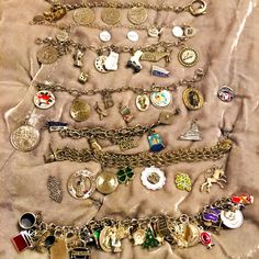 Awesome Lot Of Seven (7) Vintage And A Little Newer Sterling Silver 925 Charm Bracelets, With Dangling Charms. There’s Also A Handful Of Charms Included To Be Added. These Are My Personal Charm Bracelets, Some From When I Was A Teenager Back In The Early 80’s. All Bracelets Are In Great Condition, Nothing Is Broken, And All The Charms Are In Tact As Well, Some Light Tarnishing On Some. Sizes 6-7” Because Of Links, Slide Lock One Is 7” Condition Is "Pre-Owned". Please Note: These Are “Not Scrap”! Silver Vintage Charm Classic Jewelry, Classic Charm Bracelet Jewelry, Collectible Classic Jewelry With Vintage Charm, Silver Charm Bracelet In Costume Jewelry Style, Classic Jewelry Charms For Jewelry Making, Silver Charms Costume Jewelry, Collectible Vintage Charm Bracelet Jewelry, Classic Collectible Charms Jewelry, Gold Sterling Silver Charm Bracelet With Vintage Charm