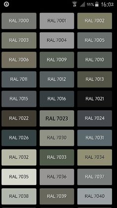 an image of different colors and numbers on a black background with the words ral 702