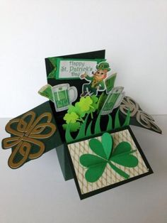 a st patrick's day card with shamrocks