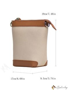 BirdinBag - Stylish Compact Crossbody Bag with Color Block Design Large Capacity Crossbody Camera Bag For Daily Use, Beige Pouch Shoulder Bag With Mobile Phone Pocket, Beige Travel Bucket Bag, Beige Crossbody Box Bag For Errands, Beige Canvas Pouch Bag With Mobile Phone Holder, Beige Canvas Pouch With Mobile Phone Bag, Crossbody Canvas Bag For Shopping, Travel Mobile Phone Pouch Bag, Versatile Beige Bag With Mobile Phone Pocket