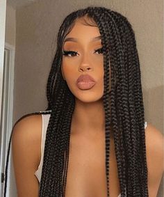 Triangle Box Braids Over Hip-Length 36'' Full Double Lace Small Knotless Braided Wig Amazon Wigs, Knotless Braided Wig, Beyonce Braids, Box Braids Wig, Small Knotless, Triangle Braids, Triangle Box Braids, Chunky Braids, Unique Braids