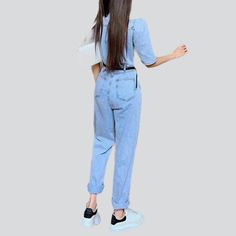 Introducing the 2023 Spring-Summer Collection's ultimate statement piece ââ‚?our short sleeve loose denim overall. 90s style! Crafted with edgy distressed pattern. a sleek slim fit. a zipper & button duo. and made with premium quality denim ââ‚?these overalls are the perfect blend of contemporary fashion and nostalgic grunge.Key Highlights: Grunge Galore: Inspired by the '90s grunge movement. these overalls exude an effortlessly cool attitude. Distinctive Distressed Pattern: Expertly crafted wea Denim Blue Short Sleeve Relaxed Fit Jumpsuits And Rompers, Casual Short Sleeve Relaxed Fit Jumpsuits And Rompers, Casual Short Sleeve Jumpsuits And Rompers With Relaxed Fit, Casual Jumpsuits And Rompers With Short Sleeve, Relaxed Fit, Trendy Light Wash Denim Overall Jumpsuit, Trendy Light Wash Denim Overalls, Relaxed Fit Denim Jumpsuit With Short Sleeves And Pockets, Casual Short Sleeve Jumpsuits And Rompers, Relaxed Fit Cotton Denim Jumpsuit With Short Sleeves