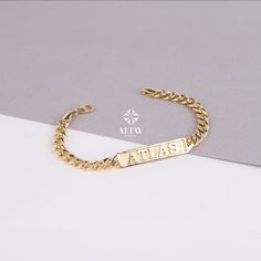 ABOUT PRODUCT  This 14K Gold ID Chain Cuban Link Bracelet is suitable gift for girlfriend, mom and her. You can even buy as a birthday gift for your friends or anniversary gifts, If you want to add a special note we can write for you and put to inside of package. We manufacture our jewelry pieces with carefully and after production we double checking in quality control department. Our main idea is keep our items for daily wearing especially for minimalist jewelry pieces. You can wear this chain bracelet in your daily activities. It's shining enough to effect to other people and perfect fitting on wrist. It will be perfect layering jewelry on your wrist. 14K Gold ID Bracelet, Cuban Link Nameplate Bracelet, Custom Initial Engraved Bar, Custom Name Bracelet, Personalized Gift For Her Him, Uni Gold Nameplate Chain Bracelet, Luxury Name Bracelets For Gift, Rectangular White Gold Bracelets As Gifts, Rectangular White Gold Bracelets For Gifts, Luxury Personalized Bracelets For Gift, Rectangular White Gold Bracelet Gift, Elegant Name Bracelets With Rectangular Shape, Elegant Rectangular Bracelets With Name Detail, Elegant Rectangular Name Bracelets