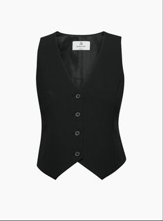 Fitted V-neck Vest With Button Closure, Classic Sleeveless Solid Outerwear, Classic Vest With Hidden Button Closure, Tailored Workwear Vest With Buttons, Tailored Buttoned Vest For Workwear, Tailored Elegant Vest With Button Closure, Tailored Classic V-neck Tops, Classic Tailored V-neck Tops, Elegant Tailored Vest With Button Closure