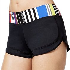 The Jag Stripe Bikini Bottom Is Extremely Versatile Depending On Your Lifestyle. Wear These Slimming Boy Shorts To The Gym Or Slip Them On To Lounge Around The House. Perfect Material For Swimwear, Don't Be Afraid To Get Them Wet. It's Hard To Find Something That's Practical And Looks Trendy. 84% Nylon, 16% Spandex Wide Waistband - For Added Stretch And A Slimmer Look Full Back Coverage - Be Confident As You Run And Jump On The Beach With The Benefit Of Full Coverage, Can Be Worn To Yoga. Sporty Black Swimwear With Built-in Shorts, Black Short Swimwear, Black Short Summer Swimwear, Black Beachwear Activewear, Black Summer Workout Bottoms, Black Summer Swimming Activewear, Black Moisture-wicking Shorts For Vacation, Black Color Block Shorts For Summer, Summer Black Color Block Shorts