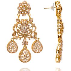 Elevate your ensemble with this unparalleled masterpiece! Discover the epitome of elegance with these resplendent earrings adorned with dazzling CZ stones - displaying the perfect fusion of timeless sophistication and contemporary allure. Approximate earrings length is. Gold-plated on high quality brass as base metal. Made by order. Kindly allow 5-7 weeks for the delivery of this item. For custom or urgent requests, please contact support@alacouture.com *Please Note: We use faux stones and beads Heritage Jewellery, Waist Chain, Faux Stone, Head Accessories, Cz Stone, Base Metal, Ring Gift, Anklets, Jewelry Collection