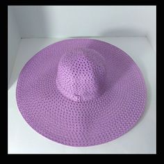 Lavender Sun Hat- New With Tag * Straw Material, Lightweight * Brim 6" * Hat Circumference 24" * Crown Top 4" * Adjustable Drawstring For Fitting/Sizing Adjustable Lavender Hat With Curved Brim, Adjustable Lavender Brimmed Hat, Adjustable Lavender Wide Brim Hat, Purple Sun Hat With Short Brim For Vacation, Purple Short Brim Sun Hat For Vacation, Adjustable Purple Sun Hat With Curved Brim, Adjustable Lavender Hat For Spring, Adjustable Lavender Spring Hat, Adjustable Purple Fedora