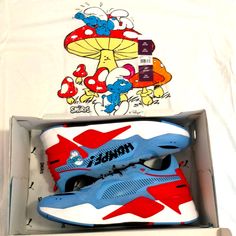 Puma Rs-X The Smurfs Sz 12 Shoes. Cool Smurf Blue Colors With Some “Smurftastic” Details Xxl 100% Cotton The Smurfs Characters T Shirt Blue High-top Sneakers With Graphic Print, Casual Blue Sneakers With Logo Print, Blue Sports Sneakers With Graphic Print, Blue Graphic Print Sports Sneakers, Blue Sneakers With Graphic Print For Streetwear, Blue Graphic Print Sneakers For Streetwear, Blue Casual Sneakers With Graphic Print, Casual Blue Sneakers With Graphic Print, Blue Puma Sneakers For Streetwear