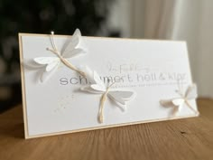 a close up of a card on a table