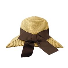 Brim 3.5" wide. Wide ribbon band with large bow. Black or Brown. Provides great sun protection. One size fits most. 100% paper straw. Short Brim Sun Hat With Ribbon For Garden Party, Adjustable Straw Hat With Ribbon For Garden Party, Straw Hat With Bow For Garden Party, Adjustable Brimmed Hat With Ribbon, Summer Straw Boater Hat With Bow, Adjustable Straw Hat With Ribbon For Kentucky Derby, Adjustable Ribbon Sun Hat For Kentucky Derby, Adjustable Straw Boater Hat With Bow, Summer Straw Hat With Bow And Short Brim