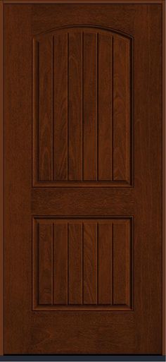 a wooden door with two side panels on the front and side panel in dark brown