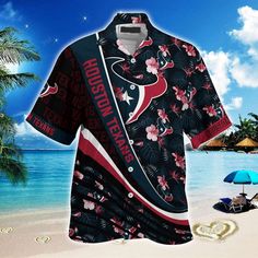 Celebrate your love for the Houston Texans and the summer season with our NFL-Summer Hawaii Shirt! This vibrant and stylish Tropical Flower Pattern, Tropical Flowers Pattern, Tropical Climate, Tropical Flower, Houston Texans, Stylish Shirt, Summer Fabrics, Hawaii Shirt, Beach Shorts