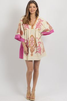 Embroidered V-neck Vacation Dress, Embroidered V-neck Summer Mini Dress, Floral Print Tunic Embroidered Dress, Embroidered Floral Tunic Dress, Embroidered Summer Mini Dress, Embroidered Mini Summer Dress, Beach Mini Dress With Floral Embroidery And V-neck, Floral Embroidered V-neck Mini Dress For Beach, V-neck Mini Dress With Floral Embroidery For Beach