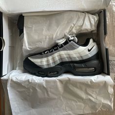 Nike Air Max 95 Color: Light Smoke Grey / Black Nike 110s, Nike 95 Outfit Women, Nike 95 Outfit, Air Max 95 Outfit Woman, Air Max 95 Women Outfit, Air Max 95 Women, Nike Air Max 95 Women, Airmax 95s, Nike Air Max 95 Outfit