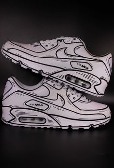 Custom Nike Air Max 90 "Comic Black & White" unique and handpainted sneaker - handpainted and exclusive - we only use special leather colors and finish all our customs with a special finisher that protects the colors so that the custom design will stay forever on the shoes. Artistic Leather Sneakers With Custom Artwork, Artistic Hand Painted Leather Sneakers, Artistic Leather Custom Sneakers For Streetwear, White Leather Sneakers With Custom Artwork, Custom Air Max 90, Basket Nike, Custom Shoes Diy, Stay Forever, Baskets Nike