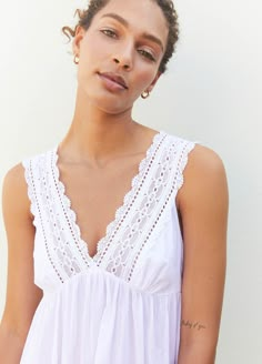 A family business, If Only If is obsessed with the classic nightgown from its timeless silhouette to the most special details. Crafted in 100% natural materials, these nightdresses are romantic, practical, and become even softer with every wash. The ultimate summer nightie, Katy is made from thick cotton voile with French-inspired cotton lace that ultimately creates a beautiful neckline and straps. With an empire line cut, meaning the skirt flows across your hips, the Katy is both elegant yet pl Nighties For Women Romantic, Linen Nightdress, Anthropologie Lookbook, Long Sleeve Night Gown, Eileen West, Sleepwear Fashion, Cotton Nightgown, Lingerie Shower, Night Gowns