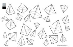 an image of different shapes and sizes of origami paper cranes on a white background