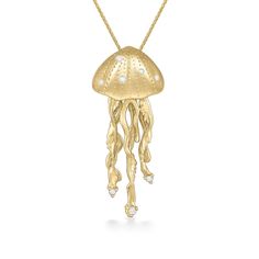 43295 - 14K Yellow Gold - Jellyfish Pendant Jelly Fish Jewelry, Gold Jellyfish, Jellyfish Jewelry, Jellyfish Necklace, Jellyfish Pendant, Sea Life Jewelry, Fish Jewelry, Fish Pendant, Jelly Fish