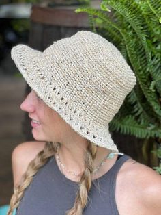 Crochet Sun Hat - Hemp Our 100% handmade hemp crochet sun hats are made from pure hemp yarn from Nepal. Perfect for summer...at the beach, pool, festival or just hanging around. They come in one size which fits most! As with many 100% hemp products they maybe slightly stiff, but soften and stretch over time. Features: 100% Hemp Crochet Sun hat and handmade in Nepal It has wire in the rim means you can shape the hat however you desire and flat pack it for easy storage or travel. One size which fi Lightweight Bohemian Sun Hat For Warm Weather, Lightweight Natural Straw Hat For The Beach, Lightweight Bohemian Straw Sun Hat, Bohemian Open Weave Sun Hat For Vacation, Bohemian Lightweight Toquilla Straw Sun Hat, Bohemian Lightweight Toquilla Straw Hat, Bohemian Lightweight Brimmed Hat, Bohemian Lightweight Straw Hat, Bohemian Brimmed Lightweight Hat