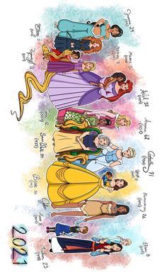 the seven princesses from disney's beauty and the beast, as well as their names