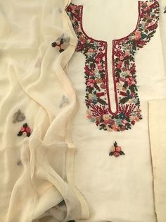 Item Overview ATHARVA Hand Embroidery Salwar Kameez/3D Knott Work Embroidery/Silk/Cream Off White/Custom Stitch Unstitch/Churidarr/Anarkali/Gift/ Dno. CH2187 Fabric:  * Shirt - Silk 2.5 Mts, Beautiful Neck 3D Embroidery/ Thread Knotg Work * Dupatta: Chiffon - 2.5-  Lace Border Dupatta  * Salwar: Santoon Silk 2.5 Mts. Excusive Hand Embroidered Party Wear Punjabi Suit. 🌷CUSTOMIZATION (No Extra Charges) * Fabrics Customization: Designs Can be made in different Fabrics. *Color Customization: Designs Can be made in different Colors *Stitching Customization: 1. Salwar Kameez  2. Patiala Salwar Kameez  3. Churridar  4. Tunic Pants  5. Pencil Pants 6. Regular Pants 7. Plazzo Pants *Customize into Anarkali Style -  (Extra Charges Will Apply) (Please Message to discuss Further) * Customize Into Leh White Raw Silk Sets With Floral Embroidery, White Silk Traditional Wear With Floral Embroidery, Cream Anarkali Churidar With Resham Embroidery, White Raw Silk Kurta With Resham Embroidery, Cream Anarkali With Floral Embroidery, White Raw Silk Churidar With Straight Kurta, Anarkali Silk Salwar Kameez In Off White, Off White Anarkali Salwar Kameez Semi-stitched, Designer Off White Salwar Kameez For Navratri